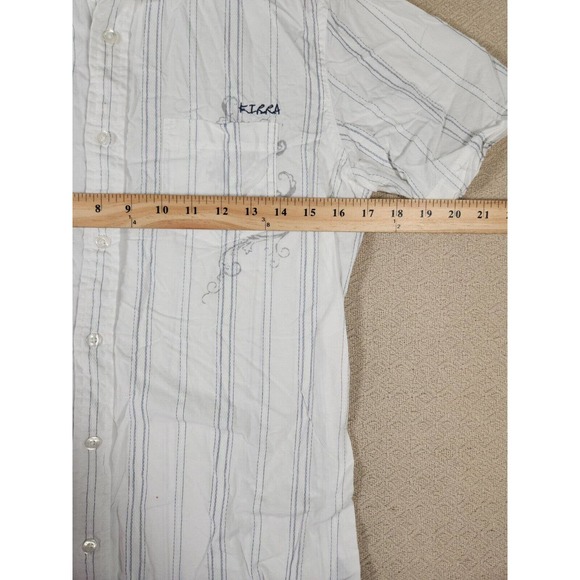 Kirra Shirt Womens Medium M Button Up Pockets Striped Collared Cotton White - Picture 6 of 13